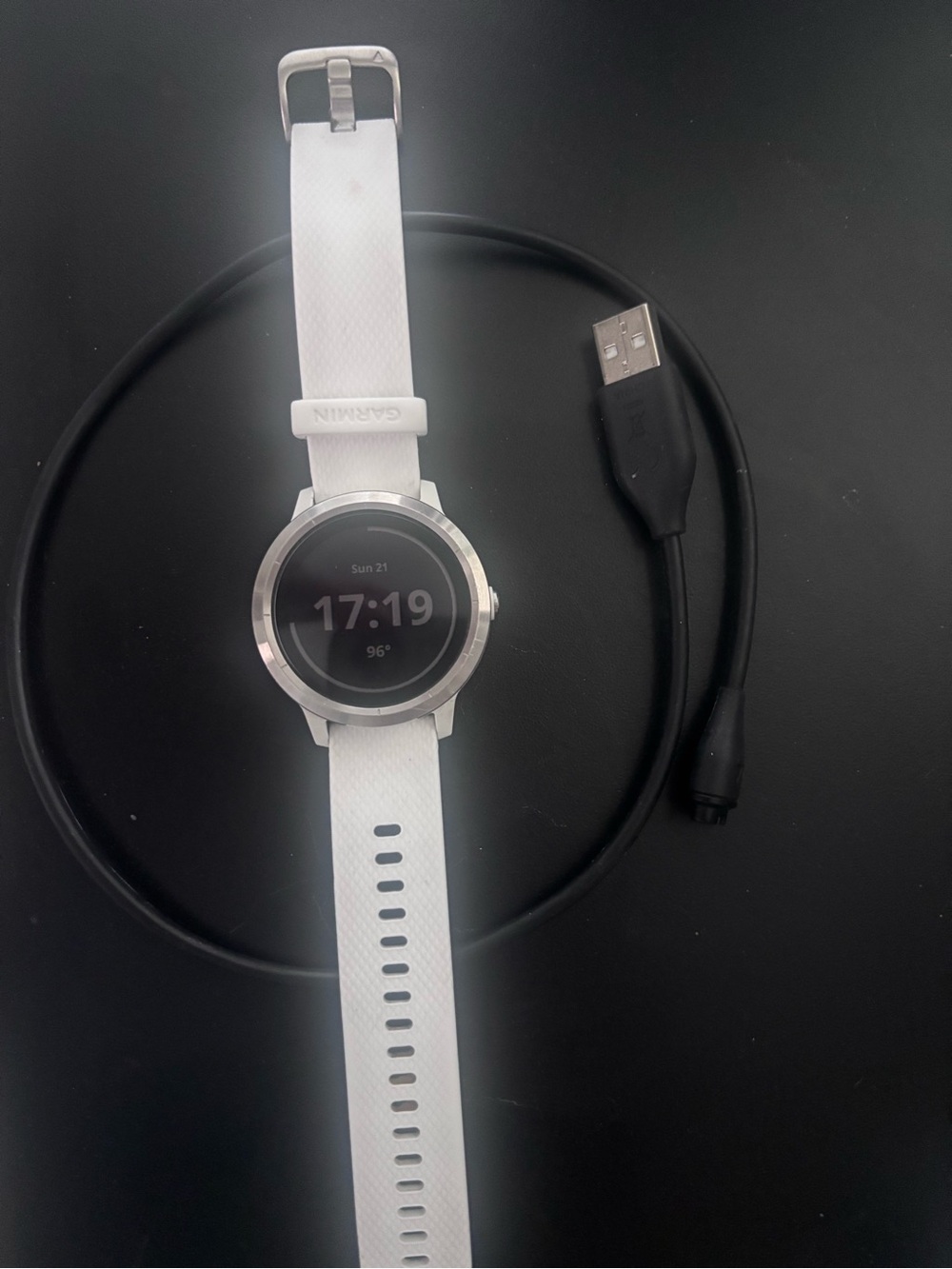 Garmin VivoActive 3 White and Silver GPS Fitness Smartwatch with Charging cable